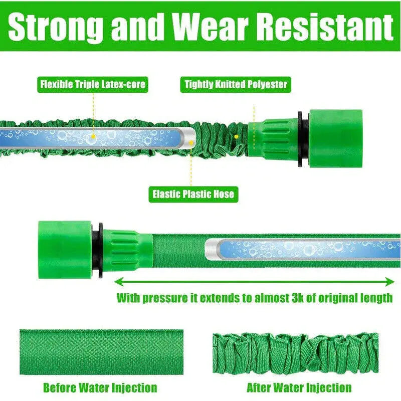 Transform Your Gardening Experience with Our Versatile Expanding Garden Hose – Choose From 25, 50, 75, or 100FT with a Multi-Function Spray Nozzle!