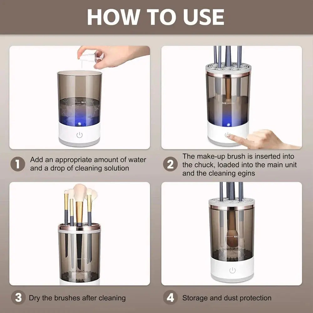 Revolutionary Automatic Electric Makeup Brush Cleaner and Dryer - Fast, Efficient, and Effortless Cleaning!