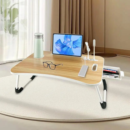Ultimate Portable Foldable Laptop Bed Desk with 4 USB Ports, Storage Drawer & Cup Holder – Ergonomic Design for Comfortable Working, Reading & Home Office Use