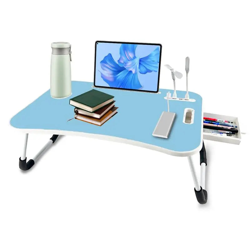 Ultimate Portable Foldable Laptop Bed Desk with 4 USB Ports, Storage Drawer & Cup Holder – Ergonomic Design for Comfortable Working, Reading & Home Office Use