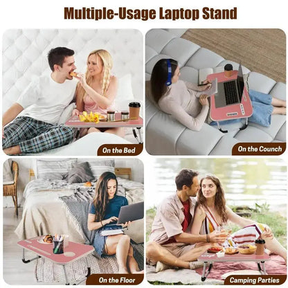 Ultimate Portable Foldable Laptop Bed Desk with 4 USB Ports, Storage Drawer & Cup Holder – Ergonomic Design for Comfortable Working, Reading & Home Office Use