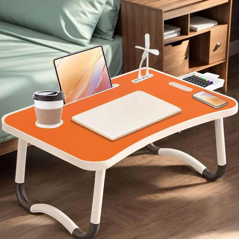 Ultimate Portable Foldable Laptop Bed Desk with 4 USB Ports, Storage Drawer & Cup Holder – Ergonomic Design for Comfortable Working, Reading & Home Office Use