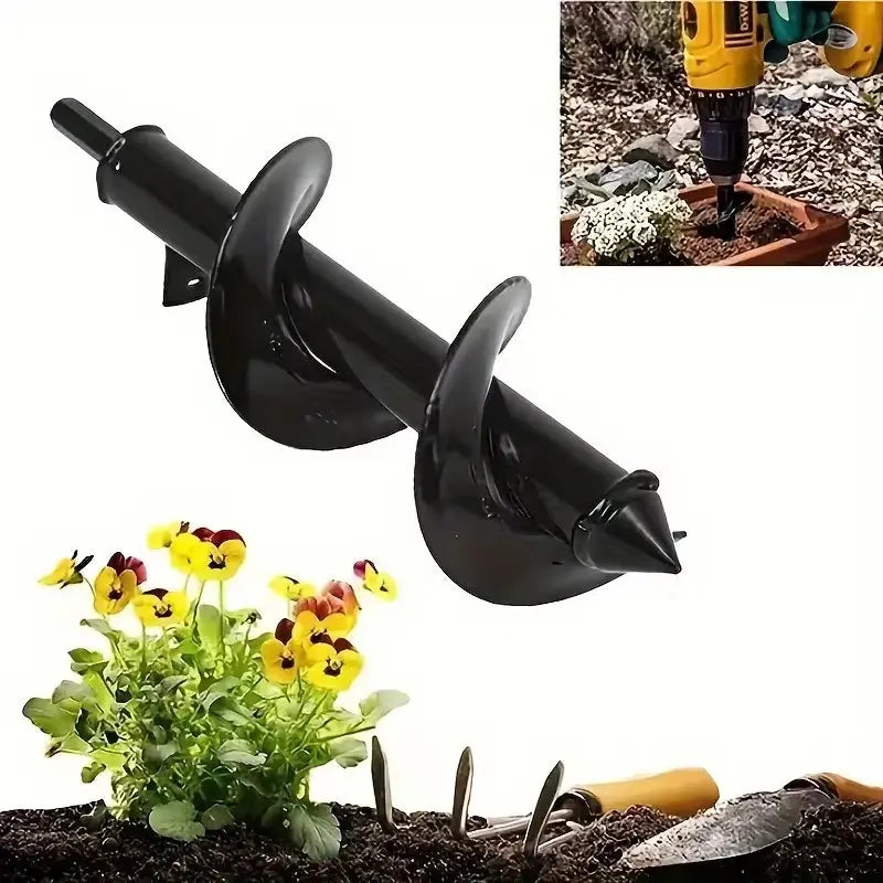 Powerful Garden Auger Bits - Effortlessly Dig Holes for Bulbs and Bedding Plants with Solid Steel Hexagonal Shaft Drill
