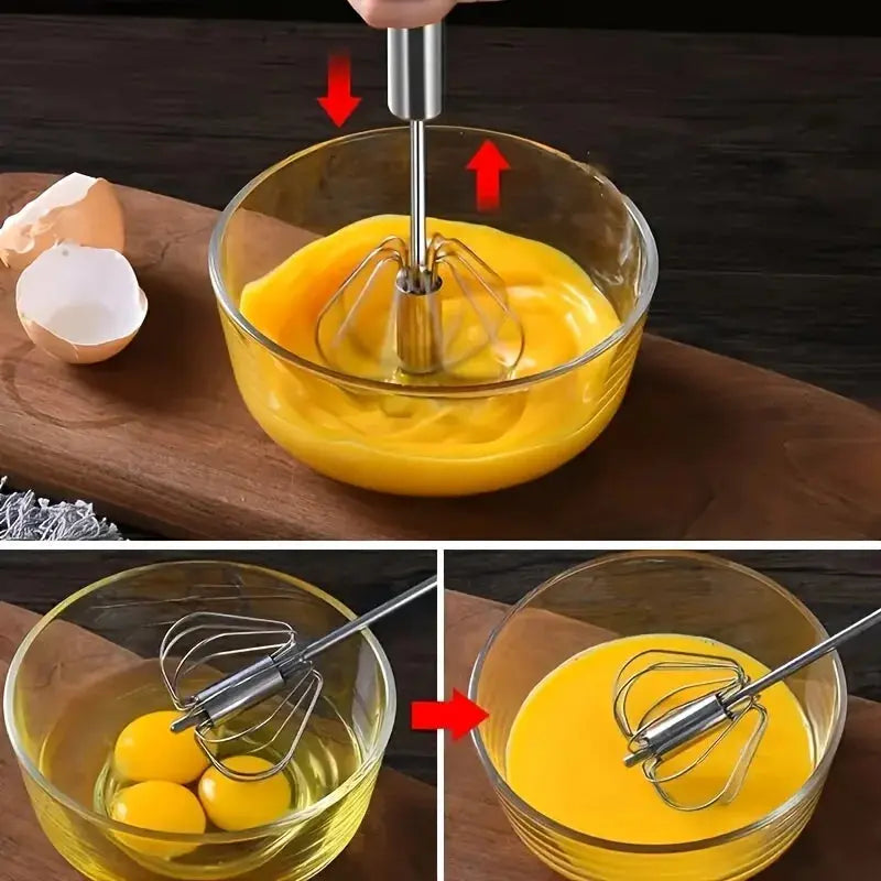Semi-Automatic Stainless Steel Egg Beater – Upgrade Your Kitchen with Effortless Whisking for Perfect Eggs, Batters & Creams!