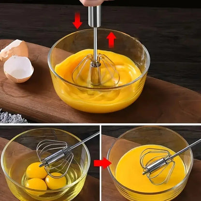Semi-Automatic Stainless Steel Egg Beater – Upgrade Your Kitchen with Effortless Whisking for Perfect Eggs, Batters & Creams!