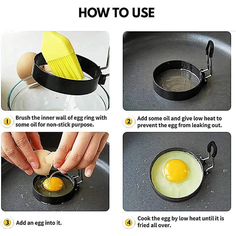 Elevate Your Breakfast with Our Professional Stainless Steel Nonstick Egg and Pancake Mold Set