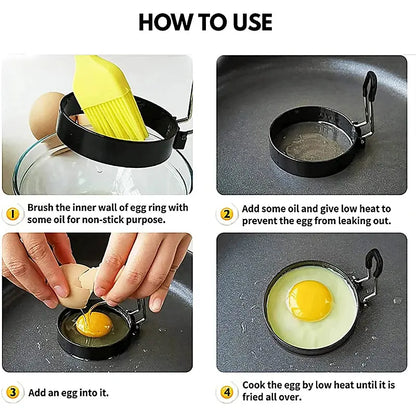 Elevate Your Breakfast with Our Professional Stainless Steel Nonstick Egg and Pancake Mold Set