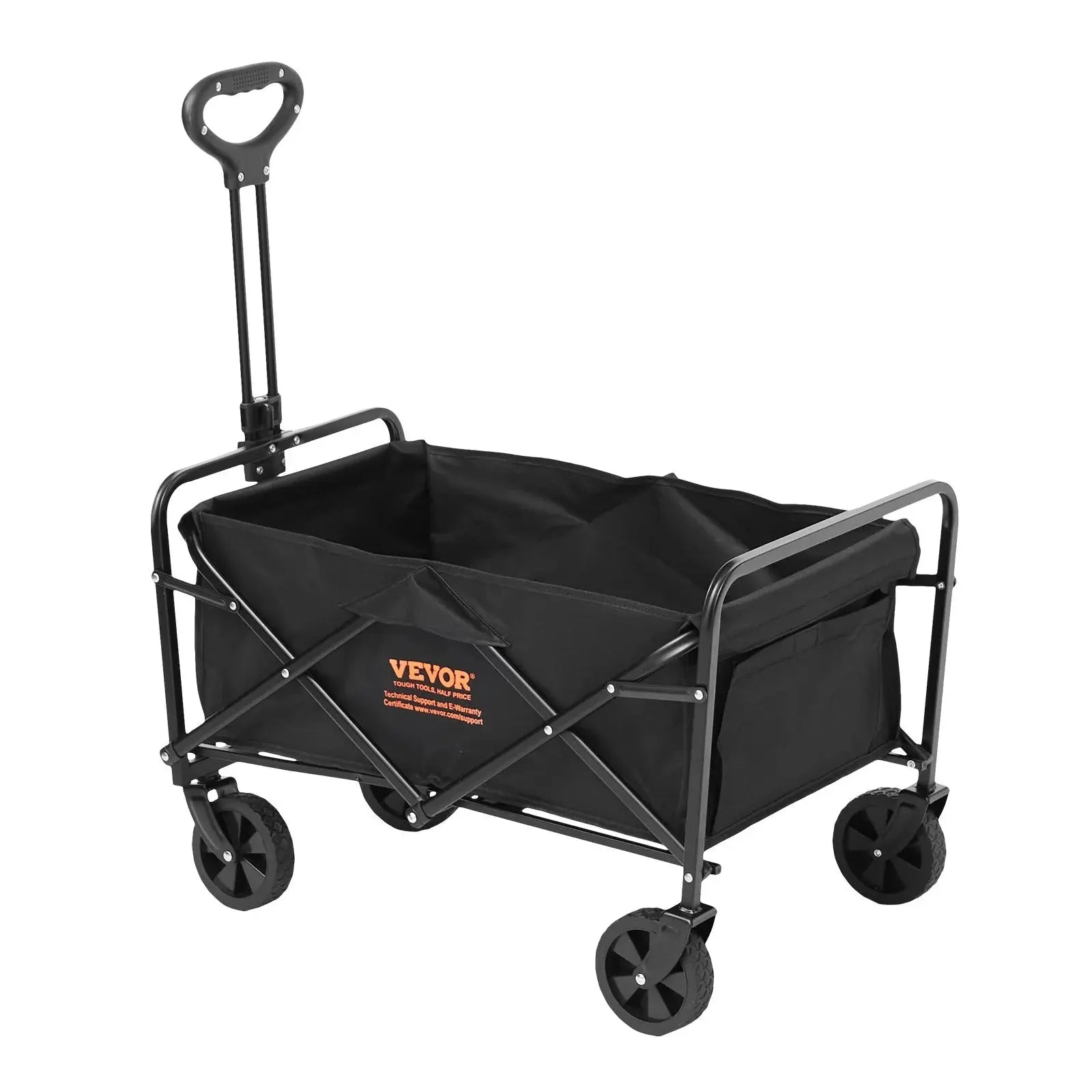 VEVOR Heavy-Duty Collapsible Folding Wagon - Versatile 2 Cu.Ft Beach Cart with All-Terrain 5-Inch Wheels and 220 Lbs Capacity, Perfect for Camping, Shopping, and Family Outings