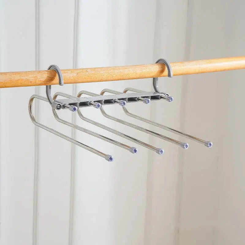 Revolutionize Your Closet with Space-Saving 5-Layer Non-Slip Pants Hangers - Perfect for Organizing Wardrobes and Maximizing Storage!