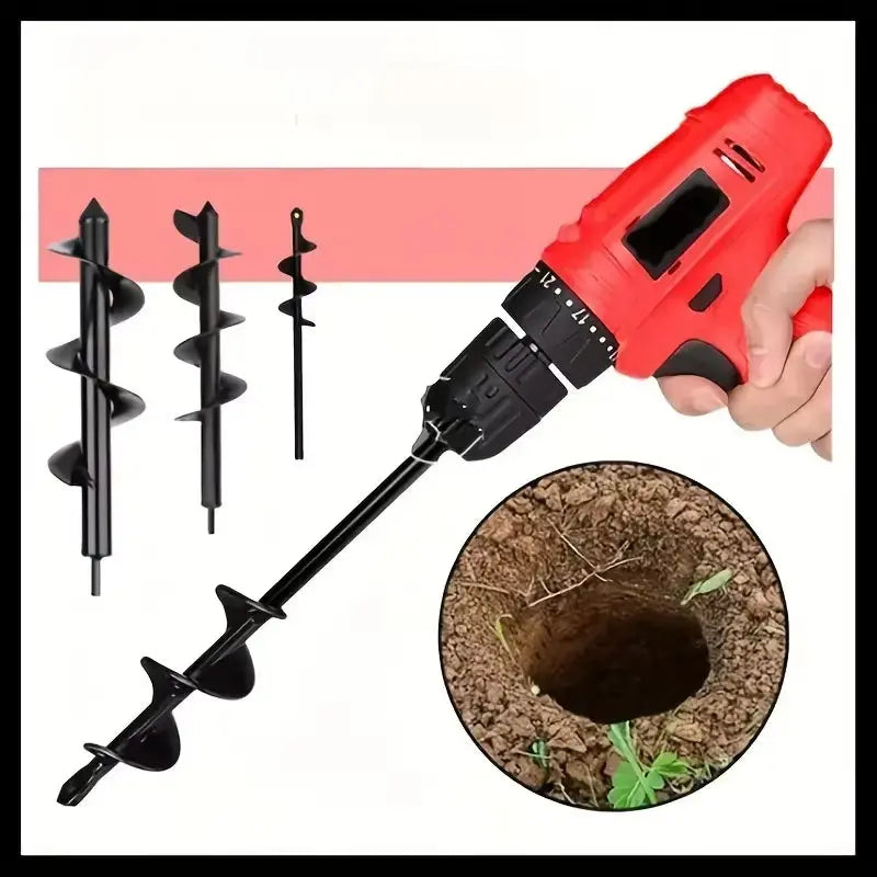 Powerful Garden Auger Bits - Effortlessly Dig Holes for Bulbs and Bedding Plants with Solid Steel Hexagonal Shaft Drill