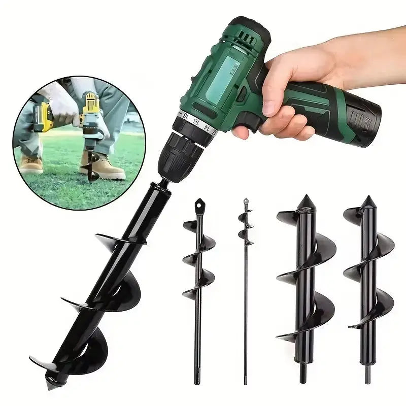 Powerful Garden Auger Bits - Effortlessly Dig Holes for Bulbs and Bedding Plants with Solid Steel Hexagonal Shaft Drill