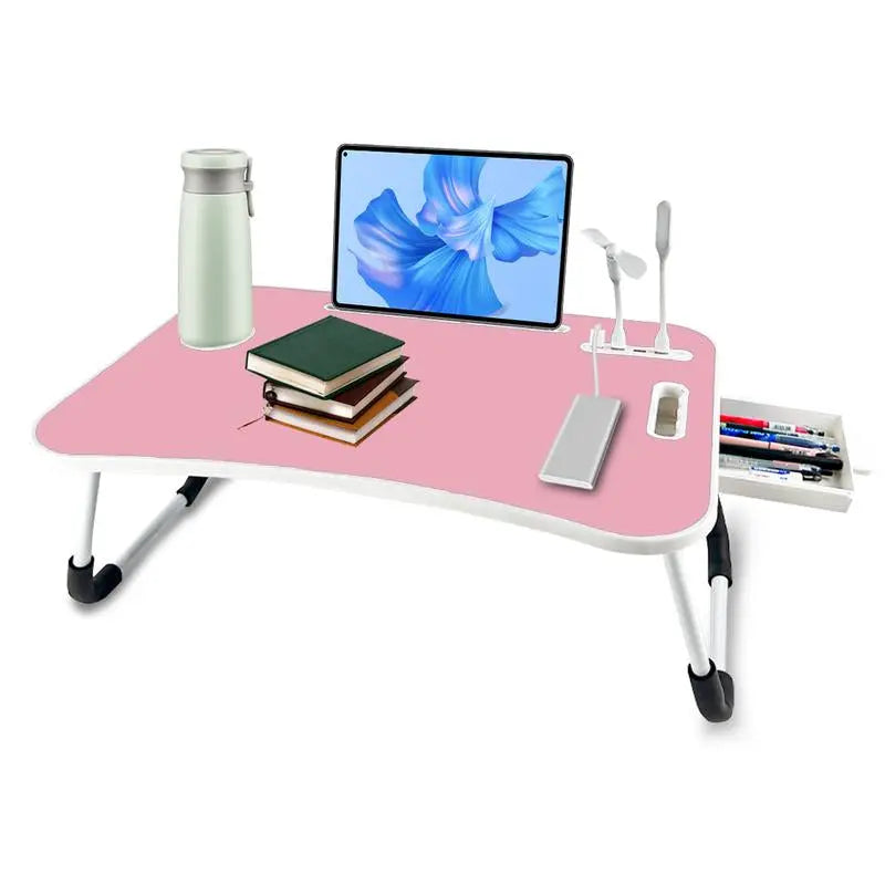 Ultimate Portable Foldable Laptop Bed Desk with 4 USB Ports, Storage Drawer & Cup Holder – Ergonomic Design for Comfortable Working, Reading & Home Office Use