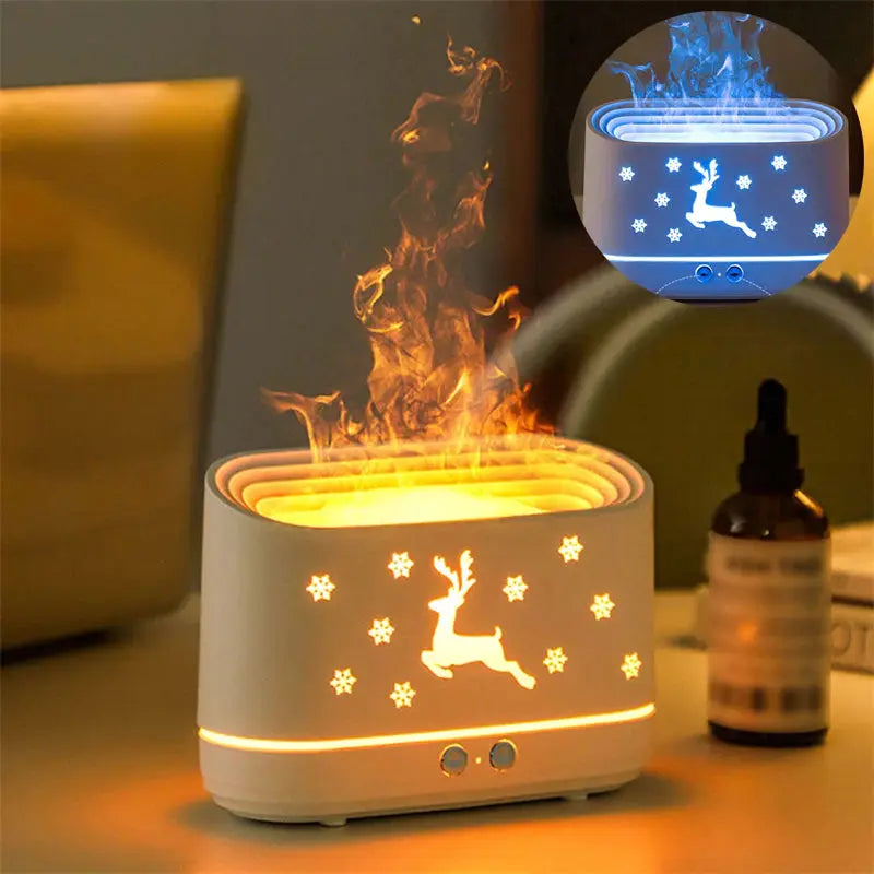 Elk Flame Humidifier Diffuser - Create a Cozy Atmosphere with this Mute Household Lamp for Christmas Home Decor
