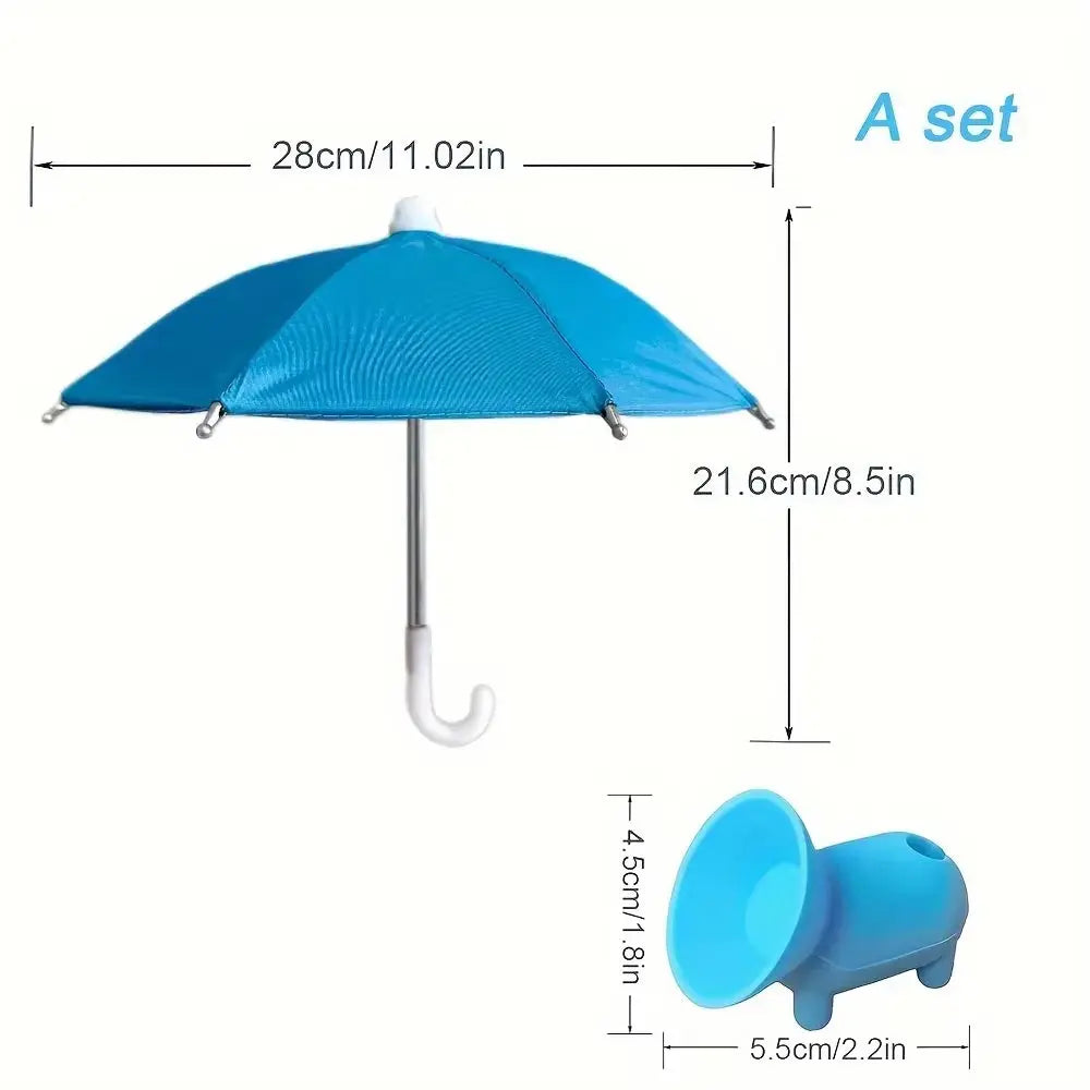 Versatile Mini Umbrella for Smartphones - Suction Cup Holder & Outdoor Anti-Glare Sunshade