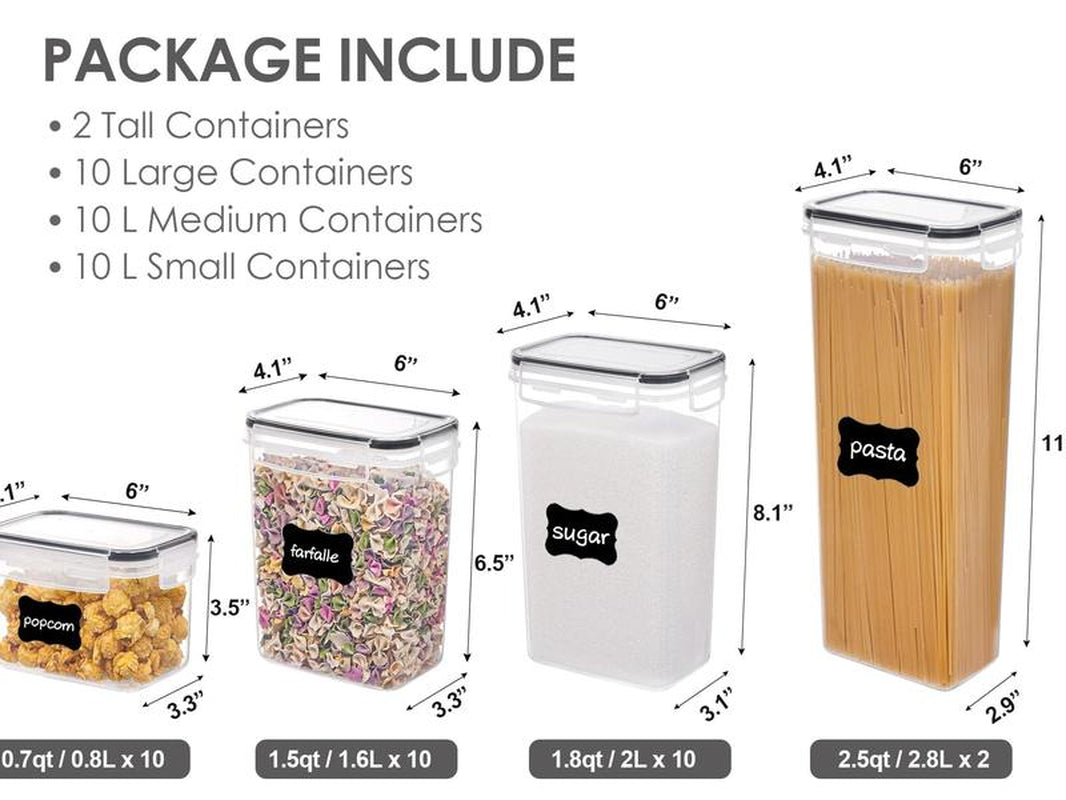 Vtopmart 32-Pack Airtight Food Storage Containers with Lids - BPA Free, Perfect for Cereal and Dry Food Organization