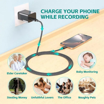 1080P Ultra HD Security Camera Charger for Pets - Night Vision & Motion Detection with 64GB Card - Perfect Home Monitoring Solution (No WIFI Required)