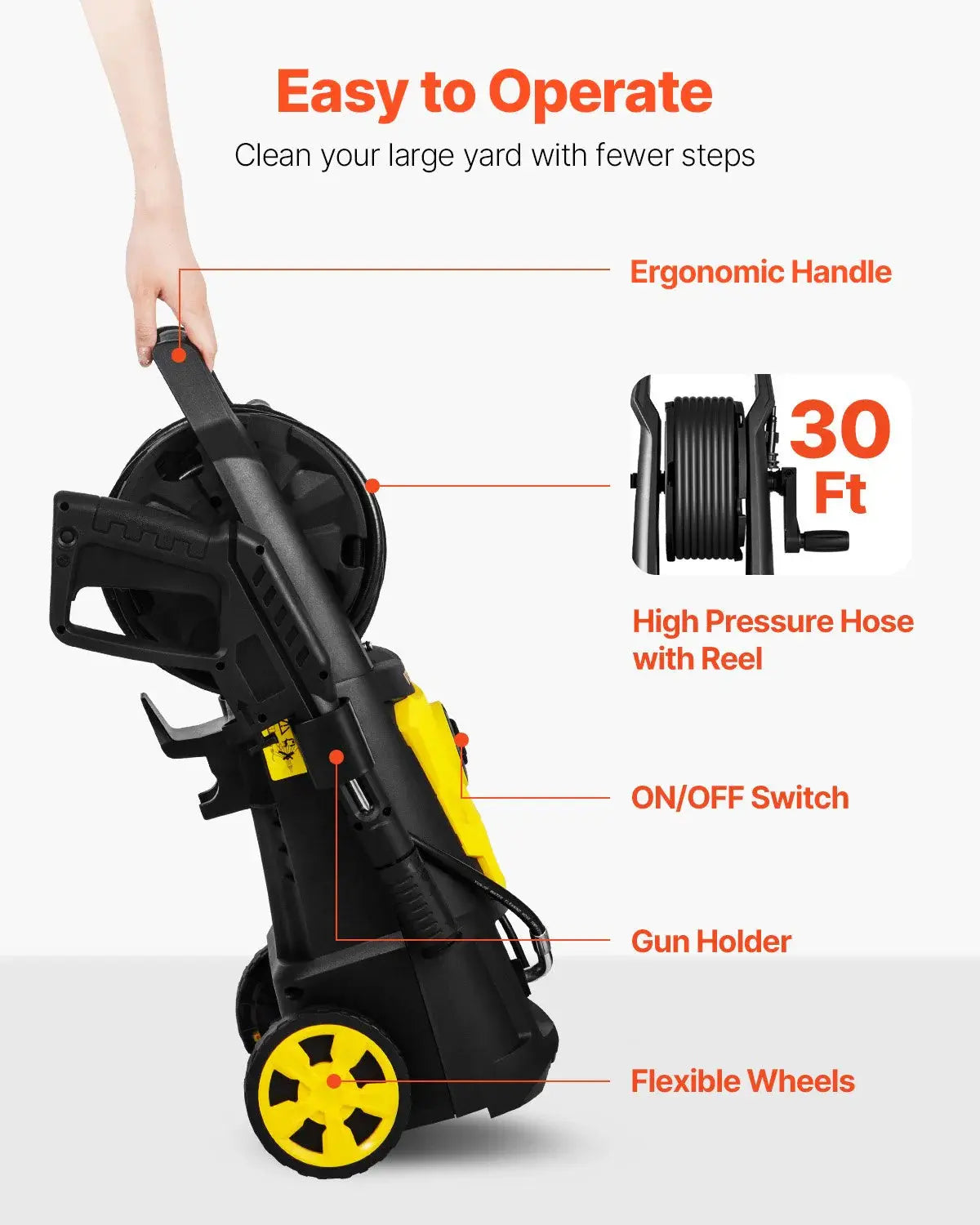Power Up Your Cleaning with the VEVOR 2000 PSI Electric Pressure Washer - Complete with 30 Ft Hose, 5 Nozzles, and Foam Cannon for Effortless Outdoor Cleaning!