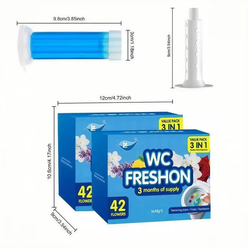 Revolutionary Toilet Gel Stamp Set - Enjoy 3 Packs of 42 Long-Lasting Flower Scented Gel Stamps for a Fresh and Inviting Bathroom!