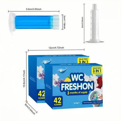 Revolutionary Toilet Gel Stamp Set - Enjoy 3 Packs of 42 Long-Lasting Flower Scented Gel Stamps for a Fresh and Inviting Bathroom!