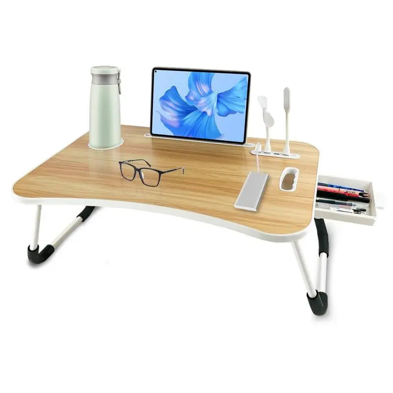 Ultimate Portable Foldable Laptop Bed Desk with 4 USB Ports, Storage Drawer & Cup Holder – Ergonomic Design for Comfortable Working, Reading & Home Office Use