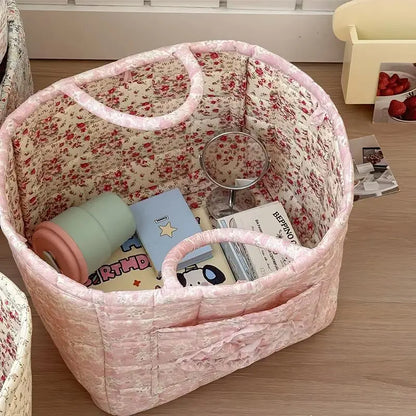 Stylish & Practical Foldable Car Storage Basket with Handle - Multi-Purpose Organizer for Home, Office & More - Charming Farmhouse Floral Design