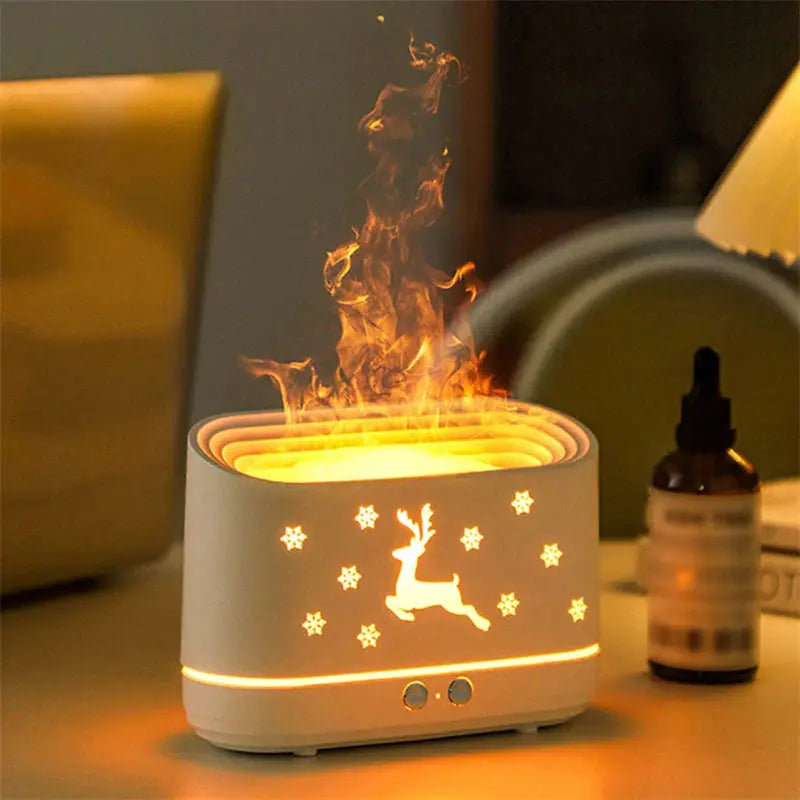 Elk Flame Humidifier Diffuser - Create a Cozy Atmosphere with this Mute Household Lamp for Christmas Home Decor