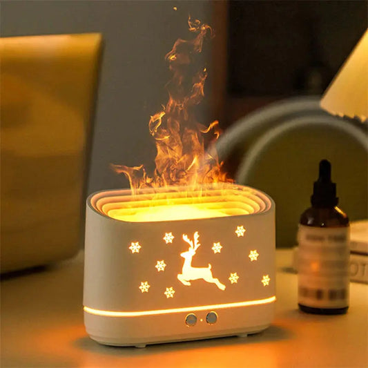 Elk Flame Humidifier Diffuser - Create a Cozy Atmosphere with this Mute Household Lamp for Christmas Home Decor
