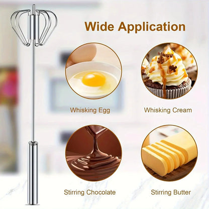 Semi-Automatic Stainless Steel Egg Beater – Upgrade Your Kitchen with Effortless Whisking for Perfect Eggs, Batters & Creams!