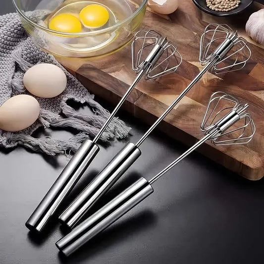 Semi-Automatic Stainless Steel Egg Beater – Upgrade Your Kitchen with Effortless Whisking for Perfect Eggs, Batters & Creams!