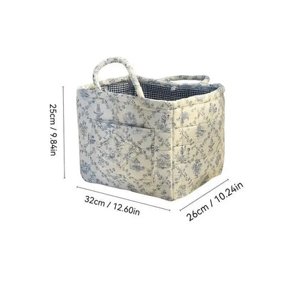 Stylish & Practical Foldable Car Storage Basket with Handle - Multi-Purpose Organizer for Home, Office & More - Charming Farmhouse Floral Design