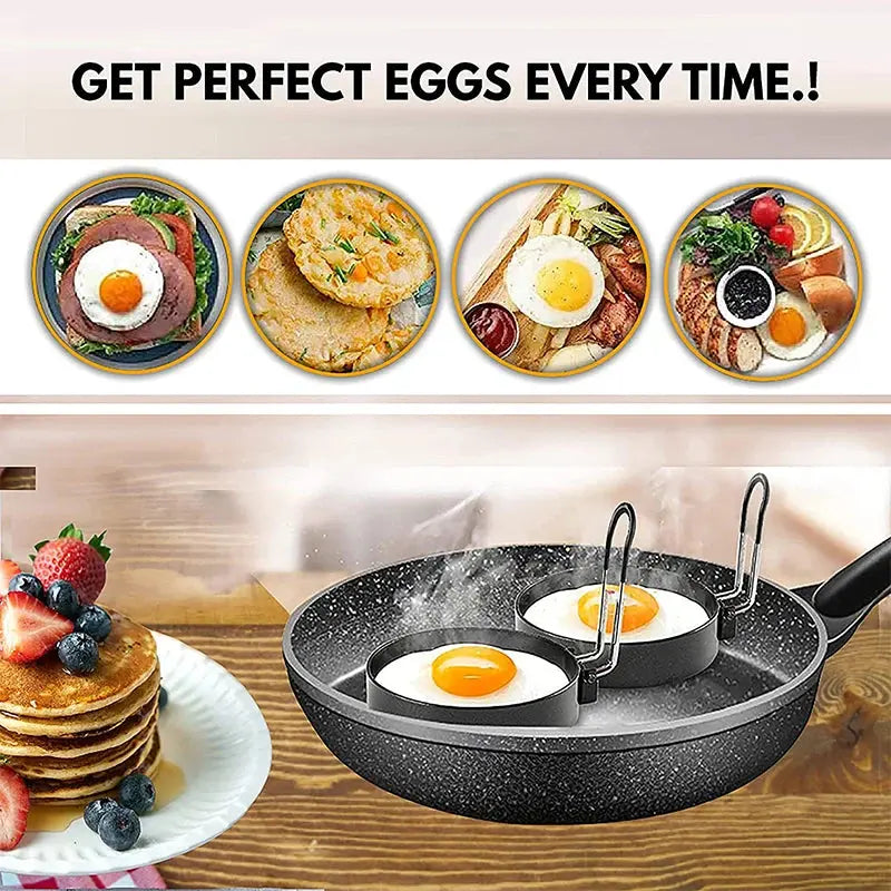 Elevate Your Breakfast with Our Professional Stainless Steel Nonstick Egg and Pancake Mold Set