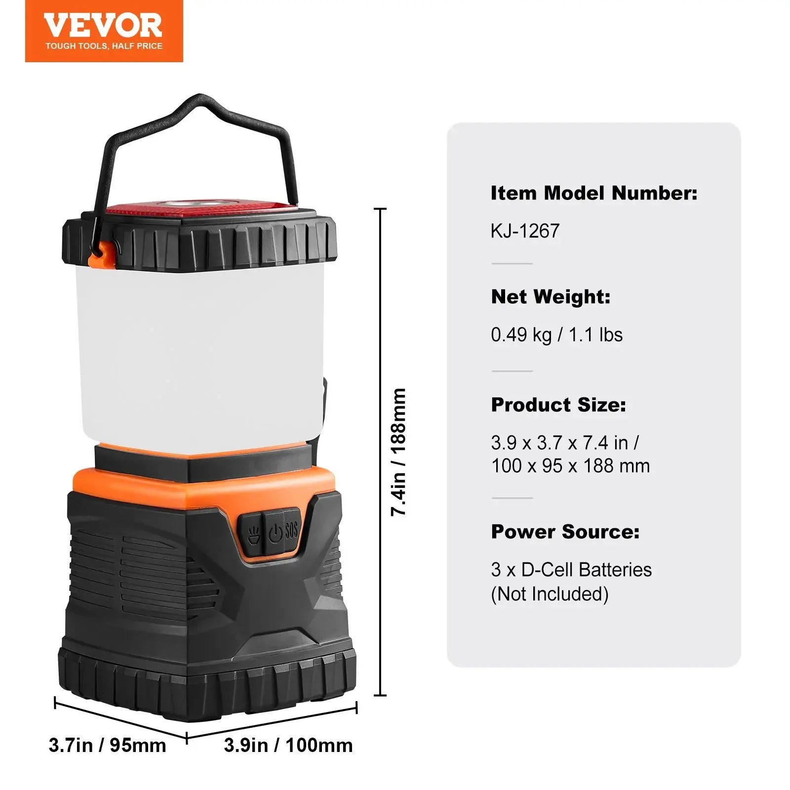 VEVOR All-in-One LED Camping Lantern: Ultimate Battery-Powered Illumination for Your Outdoor Adventures