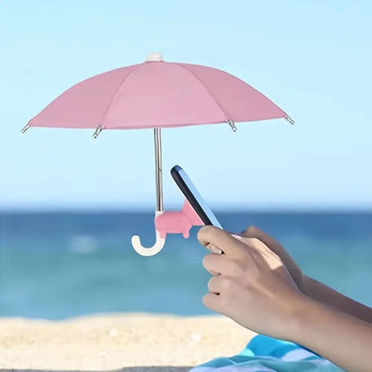 Versatile Mini Umbrella for Smartphones - Suction Cup Holder & Outdoor Anti-Glare Sunshade