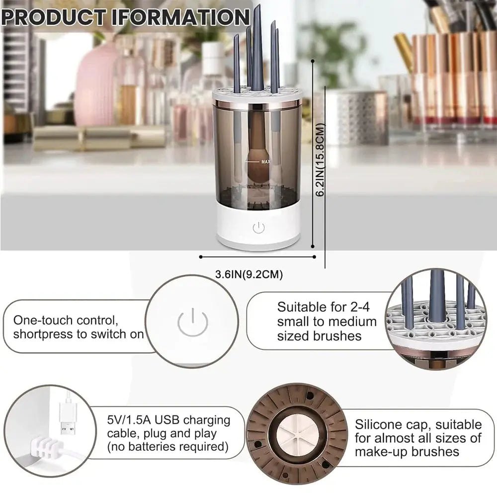 Automatic Makeup Brush Cleaner and Dryer - Fast, Efficient, and Effortless Cleaning!