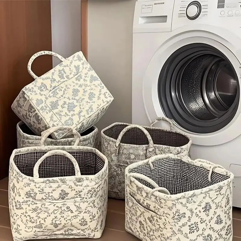 Stylish & Practical Foldable Car Storage Basket with Handle - Multi-Purpose Organizer for Home, Office & More - Charming Farmhouse Floral Design