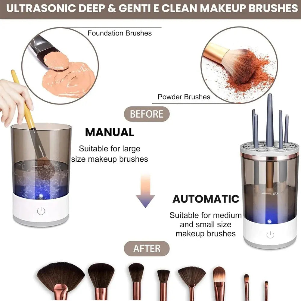 Revolutionary Automatic Electric Makeup Brush Cleaner and Dryer - Fast, Efficient, and Effortless Cleaning!