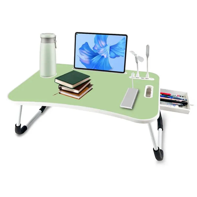 Ultimate Portable Foldable Laptop Bed Desk with 4 USB Ports, Storage Drawer & Cup Holder – Ergonomic Design for Comfortable Working, Reading & Home Office Use