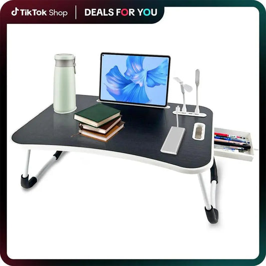 Ultimate Portable Foldable Laptop Bed Desk with 4 USB Ports, Storage Drawer & Cup Holder – Ergonomic Design for Comfortable Working, Reading & Home Office Use