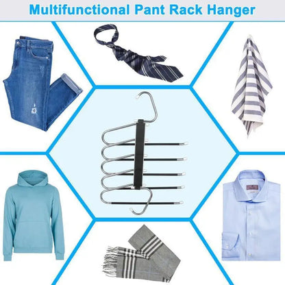 Revolutionize Your Closet with Space-Saving 5-Layer Non-Slip Pants Hangers - Perfect for Organizing Wardrobes and Maximizing Storage!
