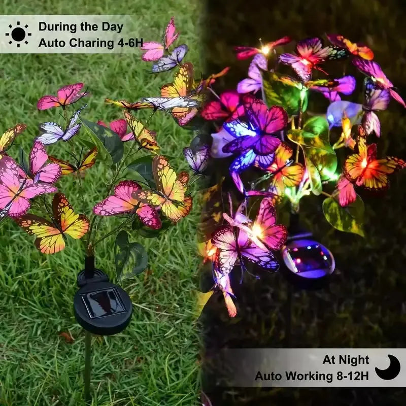 Illuminate Your Garden with Stunning Solar LED Butterfly Flower Lights – Perfect for Outdoor Decor and Christmas Celebrations!