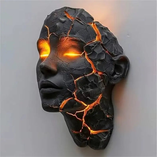 Illuminate Your Space with the Cracked Soul Wall Light – Unique Luminous Skull Sculpture for Creative Home Decor