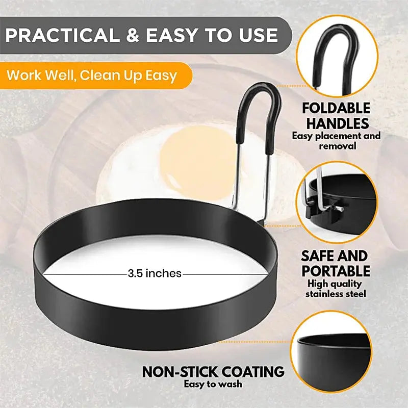 Elevate Your Breakfast with Our Professional Stainless Steel Nonstick Egg and Pancake Mold Set