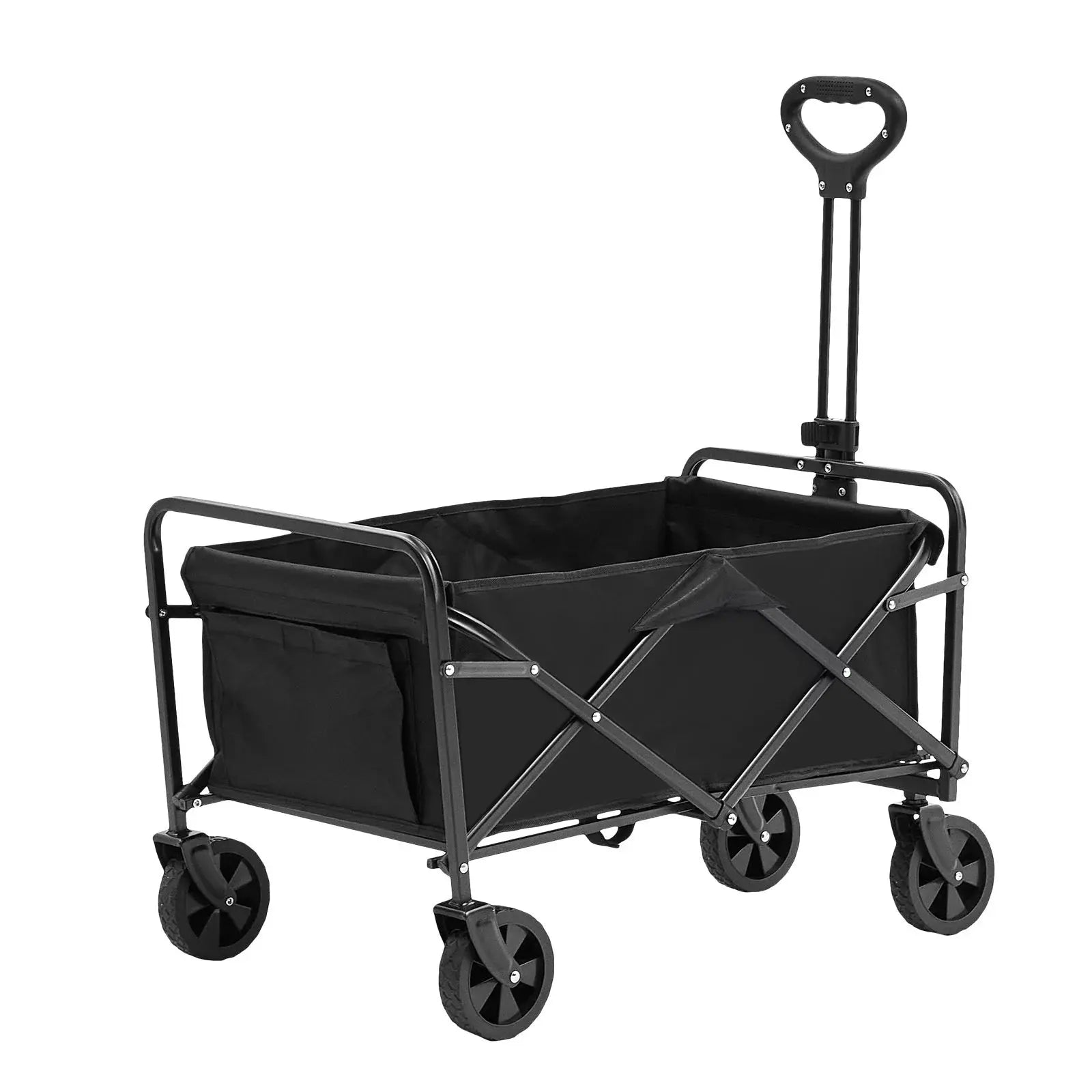VEVOR Heavy-Duty Collapsible Folding Wagon - Versatile 2 Cu.Ft Beach Cart with All-Terrain 5-Inch Wheels and 220 Lbs Capacity, Perfect for Camping, Shopping, and Family Outings