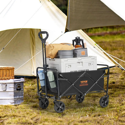 VEVOR Heavy-Duty Collapsible Folding Wagon - Versatile 2 Cu.Ft Beach Cart with All-Terrain 5-Inch Wheels and 220 Lbs Capacity, Perfect for Camping, Shopping, and Family Outings