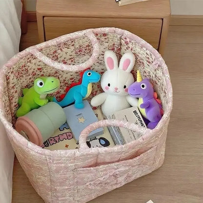 Stylish & Practical Foldable Car Storage Basket with Handle - Multi-Purpose Organizer for Home, Office & More - Charming Farmhouse Floral Design