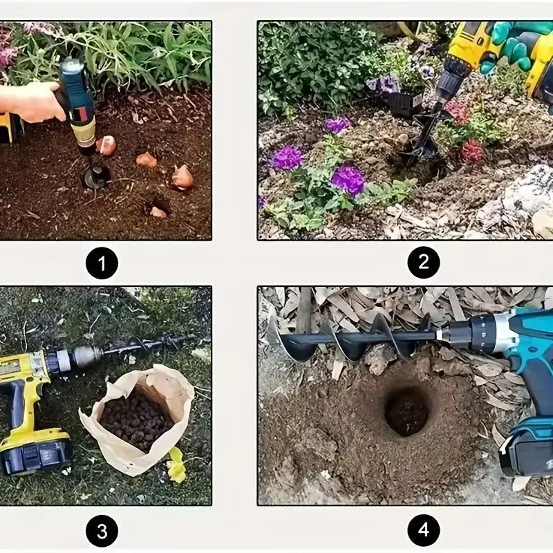 Powerful Garden Auger Bits - Effortlessly Dig Holes for Bulbs and Bedding Plants with Solid Steel Hexagonal Shaft Drill