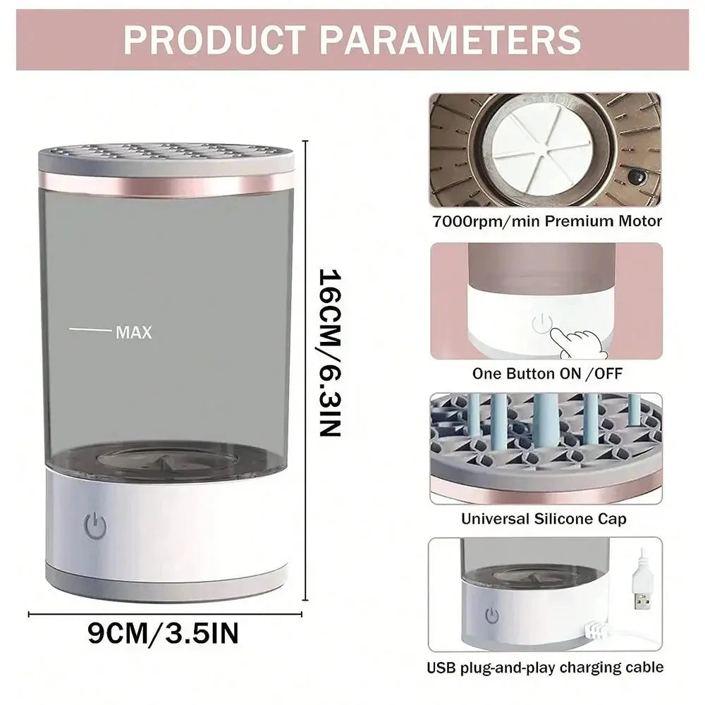Automatic Makeup Brush Cleaner and Dryer - Fast, Efficient, and Effortless Cleaning!