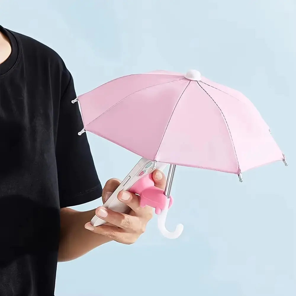 Versatile Mini Umbrella for Smartphones - Suction Cup Holder & Outdoor Anti-Glare Sunshade