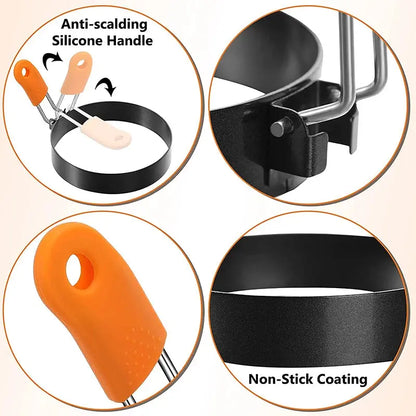 Elevate Your Breakfast with Our Professional Stainless Steel Nonstick Egg and Pancake Mold Set