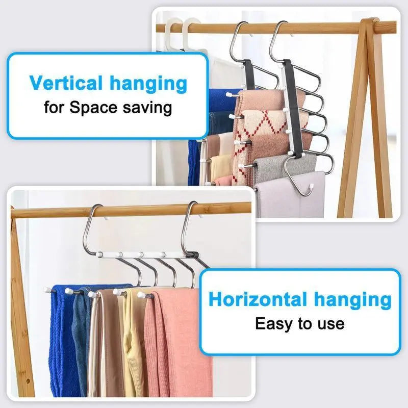 Revolutionize Your Closet with Space-Saving 5-Layer Non-Slip Pants Hangers - Perfect for Organizing Wardrobes and Maximizing Storage!
